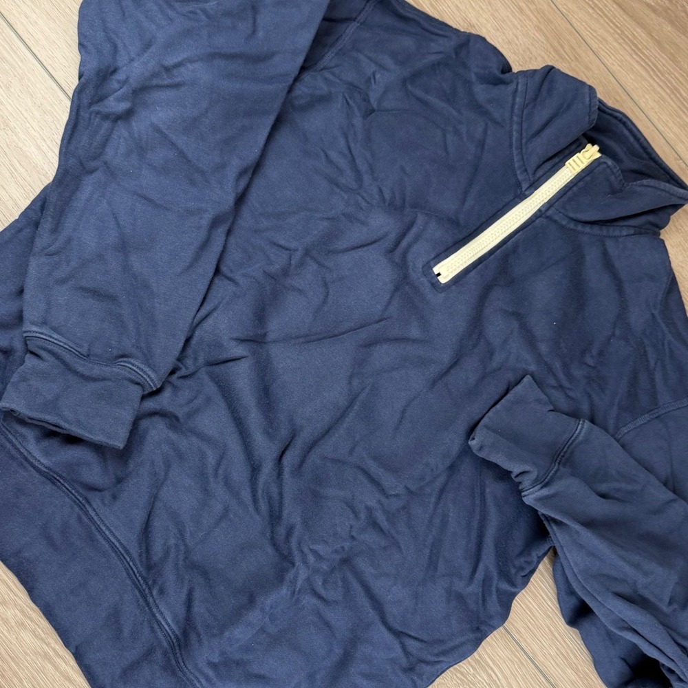 Solid & Striped Womens Quarter Zip Pullover Sweatshirt Navy Blue L